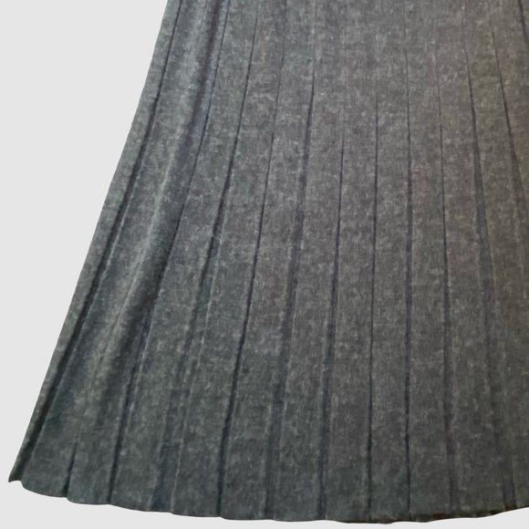 Charcoal Grey Wool Blend Pleated Flare Winter Office Pull On Skirt-Sz-M/L - Picture 6 of 13